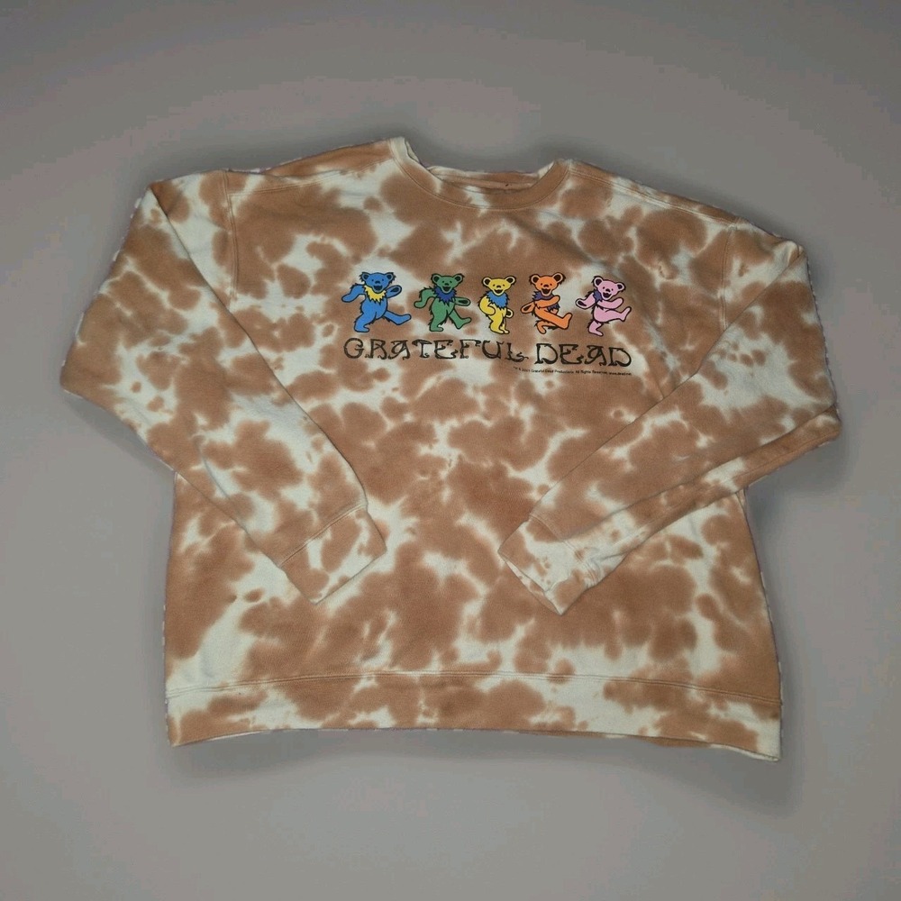 Grateful Dead Tie Dye Sweatshirt Sweater Women XL Orange Bears Hippie